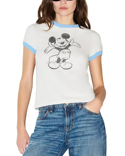 Re/done 60s Slim The Mickey Mouse Club Grapic Ringer Tee In White
