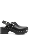Re/done 70s Studded Leather Slingback Clogs In Black