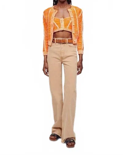 Re/done 70's Ultra High Rise Wide Leg Stretch Denim Jeans In Washed Khaki In Multi