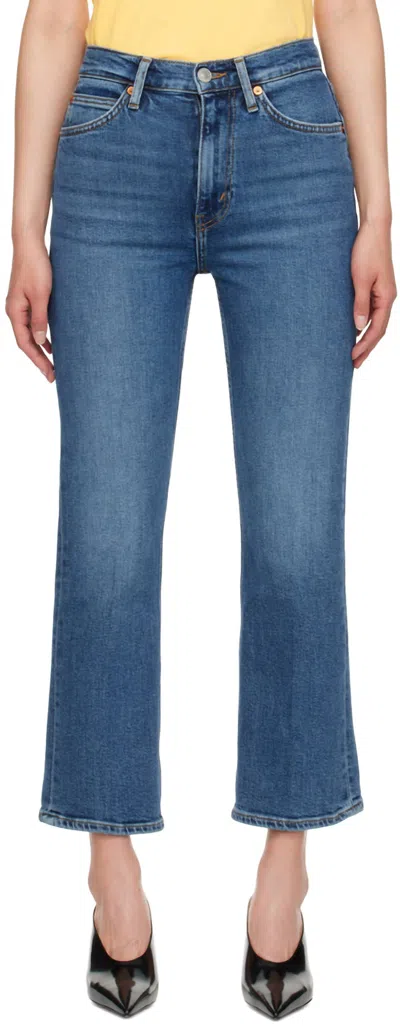 Re/done 70s Crop Boot Jeans In Mid 70s In Blue