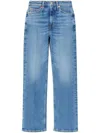 Re/done High-rise Cropped Bootcut Jeans In Blue