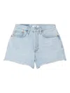 Re/done 70s High-rise Frayed Shorts In Blue
