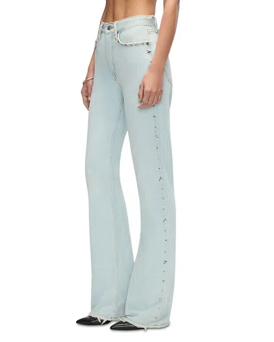 Re/done 70s High Rise Slim Bootcut Jeans In Bleach Distress In Blue