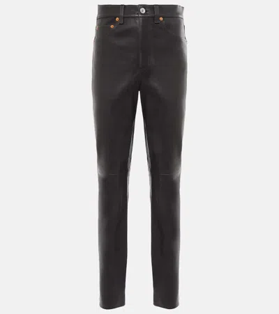 Re/done 70s High-rise Straight Leather Pants In Black Leather