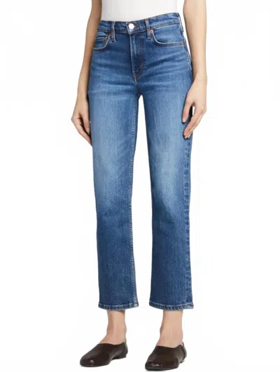 Re/done 70s Mid Rise Stove Pipe Jeans In Royal Fade In Blue