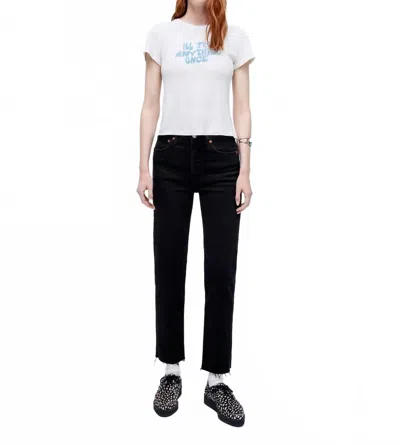 Re/done 70s Stove Pipe High Rise Jeans In Blue In Multi