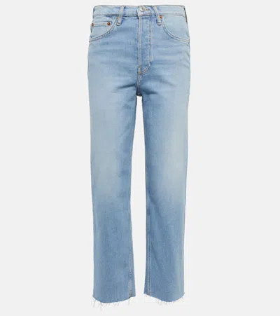 Re/done 70s Stove Pipe High-rise Straight Jeans In Light Blue