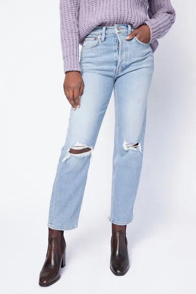 Re/done 70s Stove Pipe Jeans In Light Destroyed In Multi