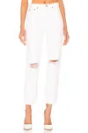 Re/done 70s Stove Pipe Straight Jeans In White Destroyed In White