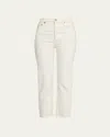 Re/done High Rise Stove Pipe Straight Jeans In Vintage White Worn In Vintage White