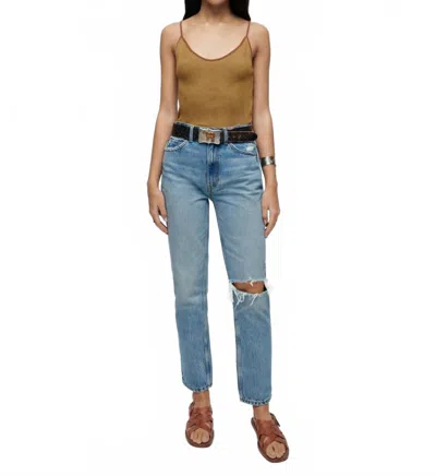 Re/done 70s Straight Cut Jeans In Worn Med Raf In Blue
