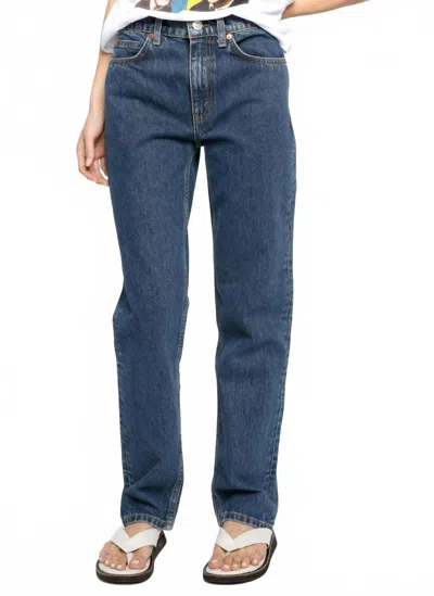 Re/done 70s Straight Leg Jeans In Rustic Indigo In Blue