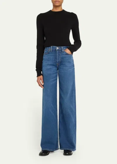 Re/done 70s Ultra High Rise Wide Leg Jeans In Blue In Black