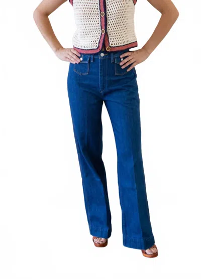 Re/done 7os Pocket Wide Leg Jeans In True Rinsed In Blue