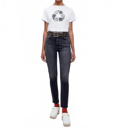 Re/done 90's High Rise Ankle Crop Jean In Onyx Fade In Blue