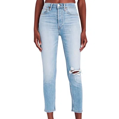 RE/DONE 90'S HIGH-RISE ANKLE CROP JEAN IN WORN LIGHT AZURE