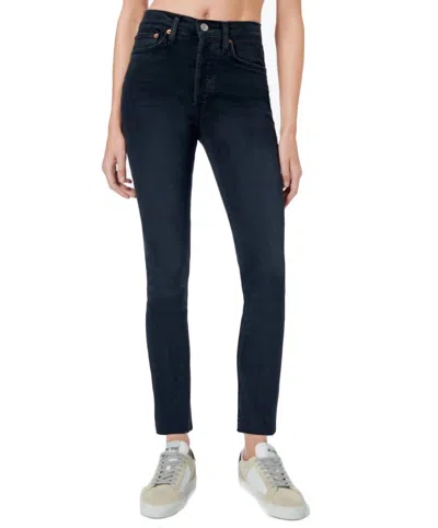 Re/done 90's High Rise Ankle Jean In Fade Black In Blue