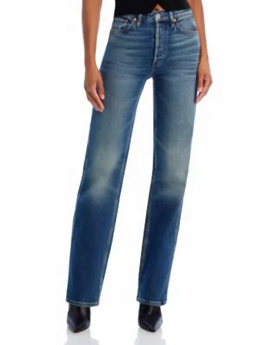 Re/done 90's High Rise Loose Jean In Distressed In Blue