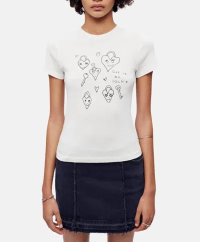 Re/done 90s "baby Hearts" Tee In Vintage White