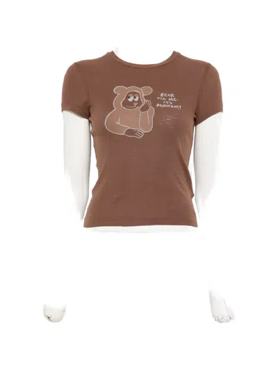 Re/done 90s Baby Tee Monday Graphic-print T-shirt In Brown