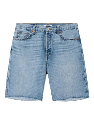 Re/done 90s Comfort Frayed-hem Denim Shorts In Blue
