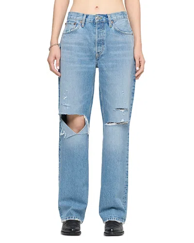 Re/done 90s' Comfy High Rise Jeans In Sunfaded Destroy In Multi