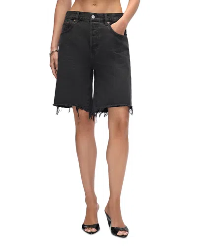 Re/done 90s Comfy Mid Rise Jean Shorts In Crema In Black