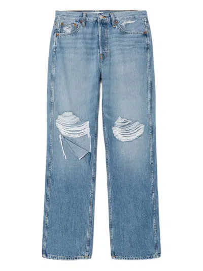 Re/done 90s High-rise Distressed Jeans In Blue