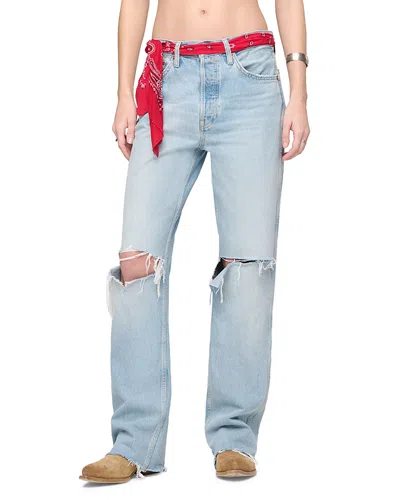 Re/done 90s High Rise Loose Distress Jeans In Silversprings In Blue