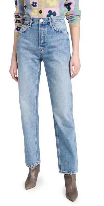 Re/done 90s High-rise Loose Straight-leg Jeans In Worn Blue