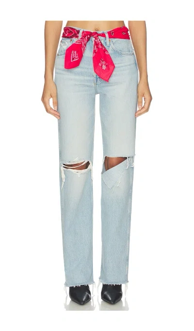 Re/done 90s High Rise Loose With Bandana Wide Leg Jeans In Blue