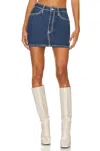 Re/done 90s Mini Denim Mini Skirt In Chunky Stitch With Indigo