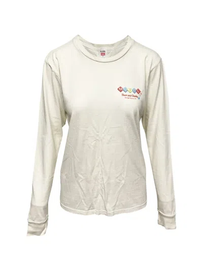 Pre-owned Re/done 90s Motel-print Long-sleeve Top In White
