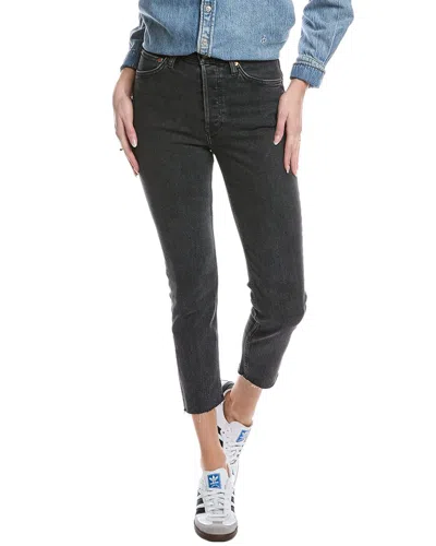 Re/done 90s Noir High-rise Ankle Crop Jean In Black