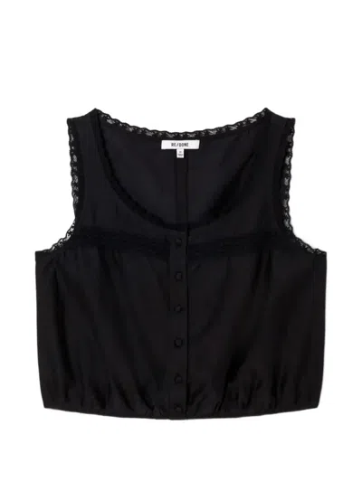 Re/done Allegra Lace-trim Top In Yellow