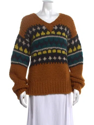 Pre-owned Re/done Alpaca Patterned Sweater In Brown