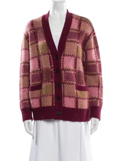 Pre-owned Re/done Alpaca Plaid Print Sweater In Burgundy
