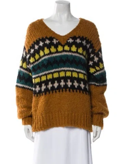 Pre-owned Re/done Alpaca Striped Sweater In Brown