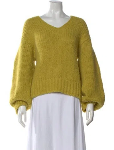 Pre-owned Re/done Alpaca V-neck Sweater In Green