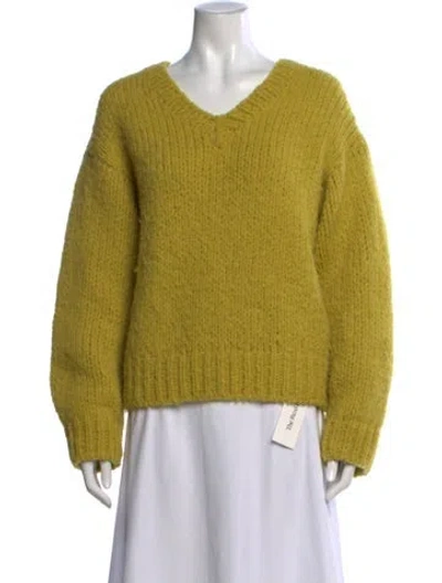 Pre-owned Re/done Alpaca V-neck Sweater In Green