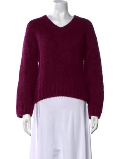Pre-owned Re/done Alpaca V-neck Sweater In Purple