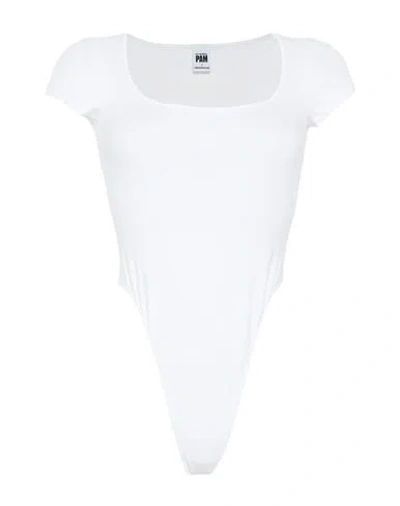 Re/done & Pam Woman Bodysuit White Size M Cotton, Elastane