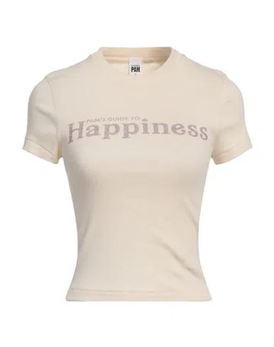 Re/done & Pam Woman T-shirt Beige Size Xs Recycled Cotton