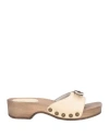 Re/done & Scholl Woman Mules & Clogs Beige Size 8 Leather
