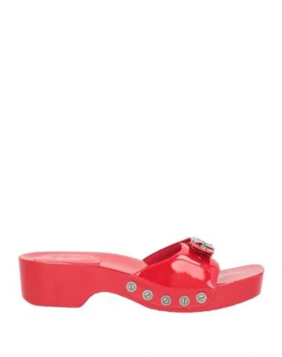 Re/done & Scholl Woman Mules & Clogs Red Size 6 Soft Leather