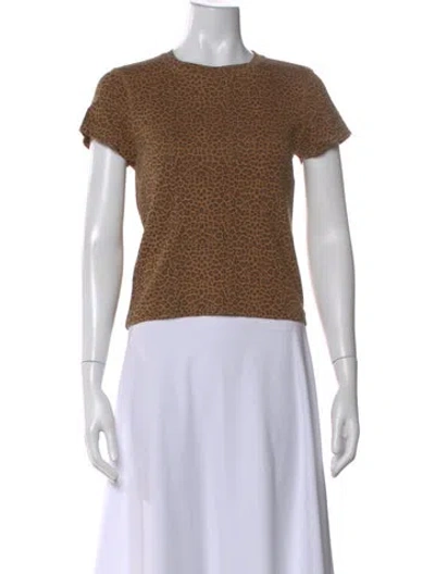 Pre-owned Re/done Animal Print Crew Neck T-shirt In Brown