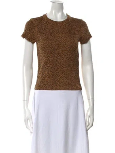 Pre-owned Re/done Animal Print Crew Neck T-shirt In Neutral
