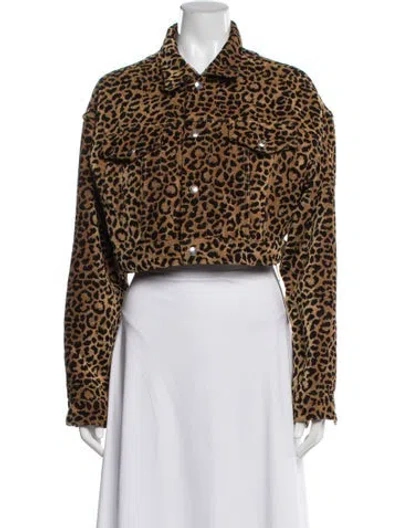 Pre-owned Re/done Animal Print Denim Jacket In Brown