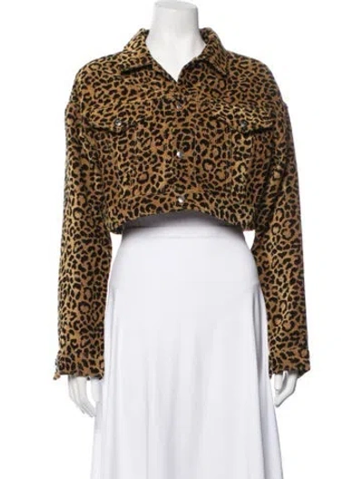 Pre-owned Re/done Animal Print Denim Jacket In Yellow
