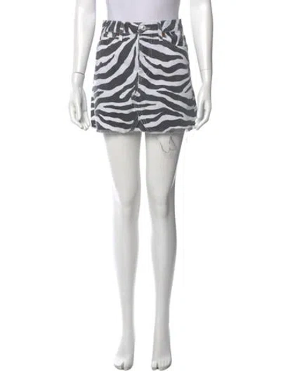 Pre-owned Re/done Animal Print Mini Skirt In White